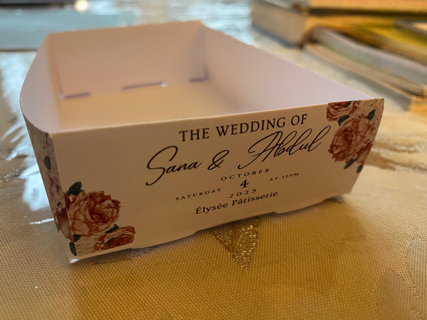 Custom Name Wedding & Anniversary Serving Trays – Personalized Paper Food & Snack Trays (Pack of 20)