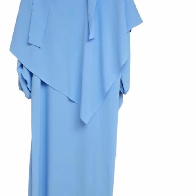 Women's Two-Piece Abaya Khimar Set ā Crepe Maxi Dress with Hijab, Elastic Cuffs & Side Pockets Perfect for Umrah & Everyday Modesty | 56" Standard Size