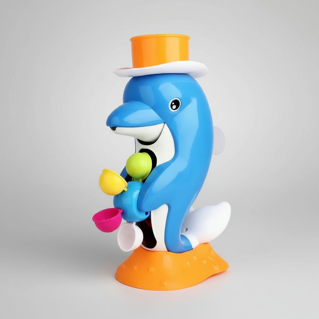 Toddler Duck Bathtub Toys for 18 months with Rotatable Waterwheel & Eyes/Strong Suction Cups/Water Scoop, Fun Bathroom Toys for Boys Girls 2-4 Years