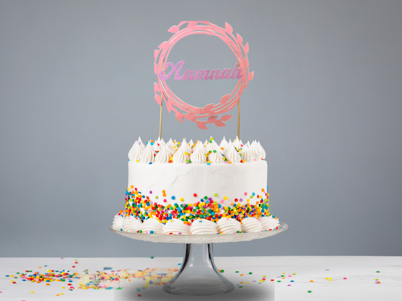 Personalised Cake Topper | Custom Name, Message, or Age | Glitter Cardstock with Wooden Stick | Elegant Party Decoration