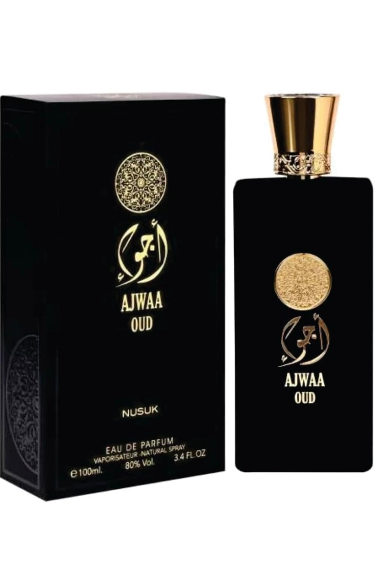 Ajwaa Oud Black Nusuk | Ajwa Oud Edp Unisex Eau de Parfum 100ml | Floral,Oud and Cedarwood Fragrance