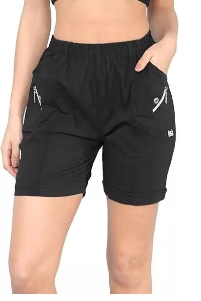Ladies' Stretchy Capri Shorts – Comfy Summer Short Pants in Cherry Berry – Sizes 8-24 Womenswear