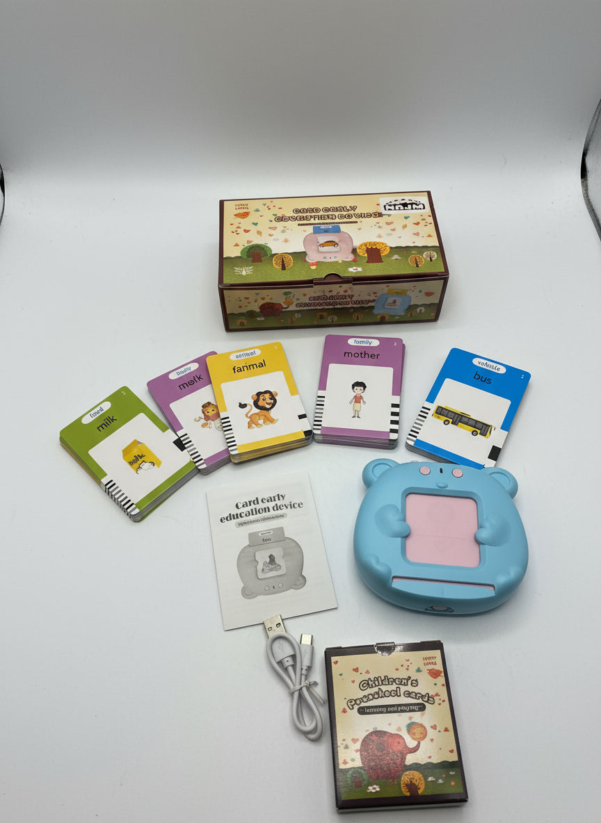 Talking Flash Cards Learning Toys for Toddlers 1-6 Year Old,British English, 224 Words, Audible Educational Toys, Preschool Learning Resource Electronic Interactive Toy Birthday Gifts for Kids-BLUE