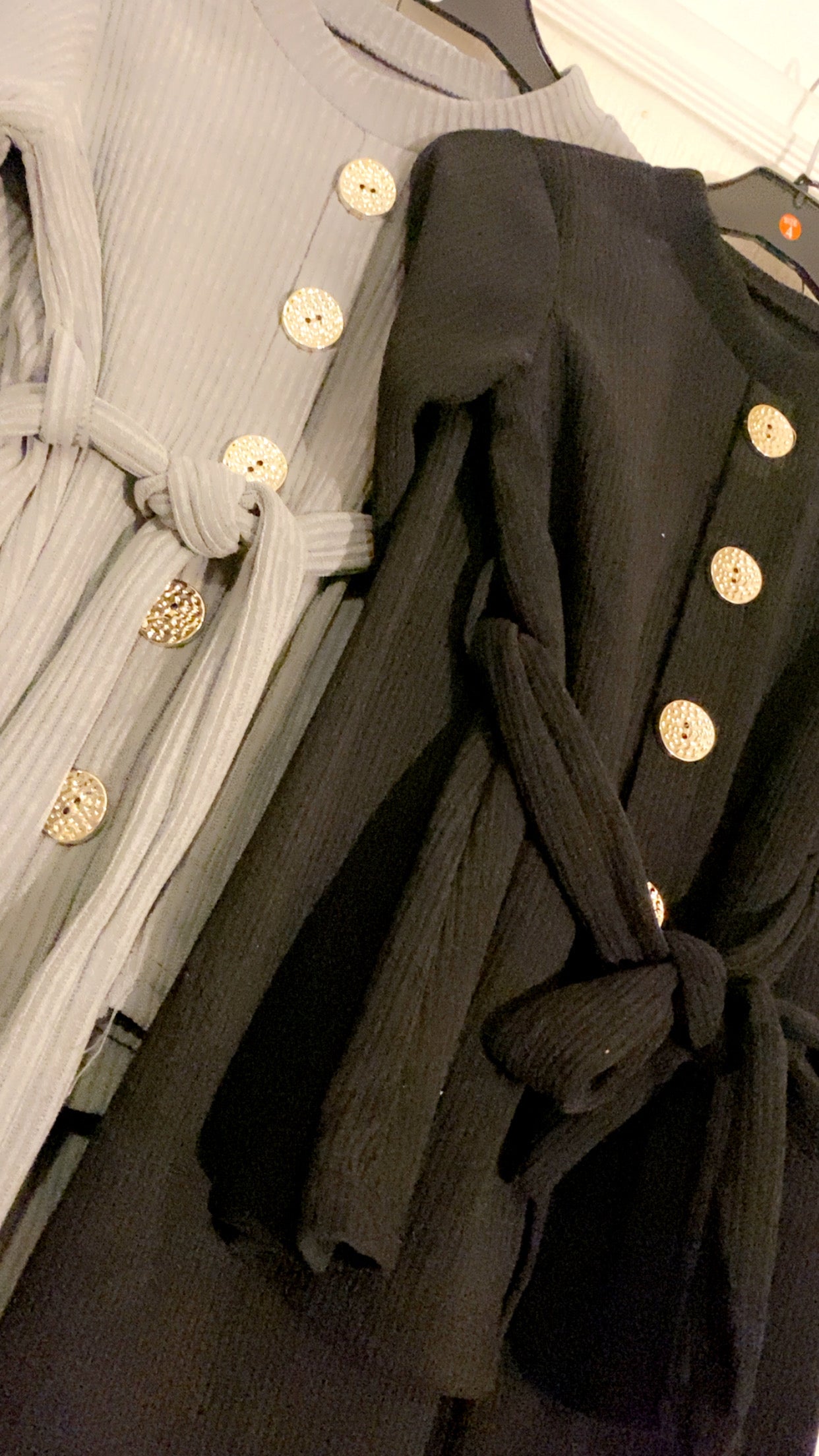 Girls 2pc Set Warm Winter Coord with Gold Buttons and Ribbed Texture velvet 3-14 years