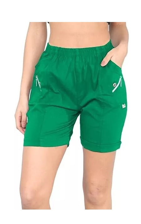 Ladies' Stretchy Capri Shorts – Comfy Summer Short Pants in Cherry Berry – Sizes 8-24 Womenswear