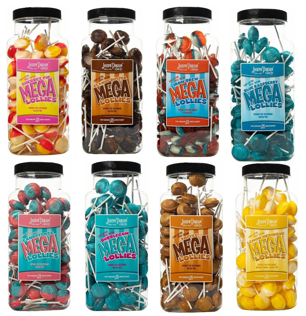 Mega Lollies 🍭🍓🍏🥤 – Single Flavour Bulk Sweets | Vegetarian, Gluten-Free & Natural Flavours (Pack of 90 Lollies) 1.99kg