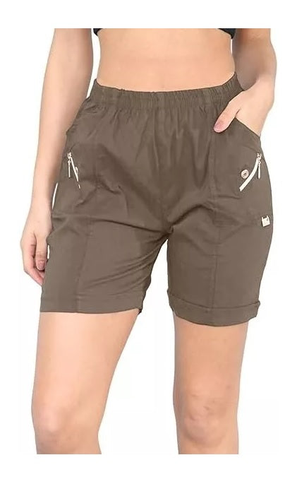 Ladies' Stretchy Capri Shorts – Comfy Summer Short Pants in Cherry Berry – Sizes 8-24 Womenswear