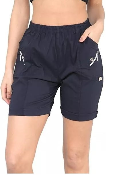 Ladies' Stretchy Capri Shorts – Comfy Summer Short Pants in Cherry Berry – Sizes 8-24 Womenswear