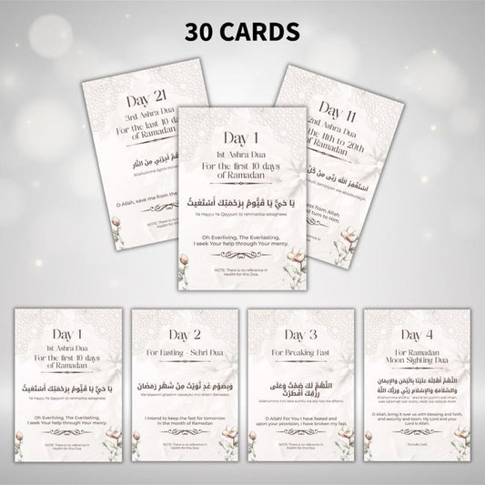 Ramadan Dua Cards – 30 Beautifully Handcrafted Pocket-Sized Islamic Cards for Daily Reflection & Spiritual Guidance