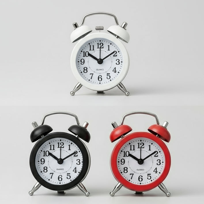 Mini Double Bell Alarm Clock – 5cm Retro Quartz Clock for Kitchen, Bedroom & Living Room – Cute & Loud, Perfect Gift Idea