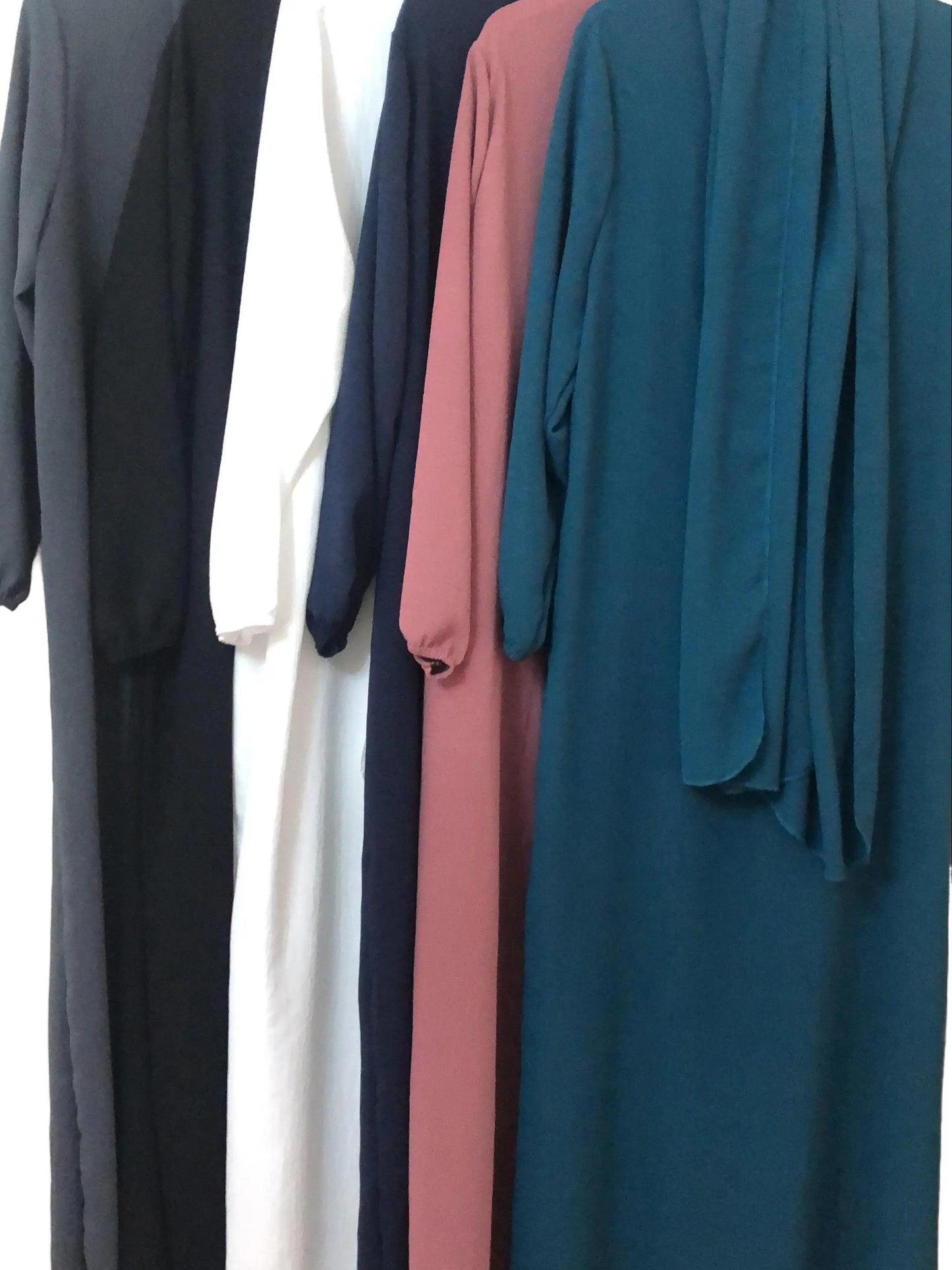 Comfortable and Stylish Elegant 100% Polyester Islamic Wear - 2-Piece Abaya Set with Elastic Sleeves and Matching Scarf, 56" Standard Size