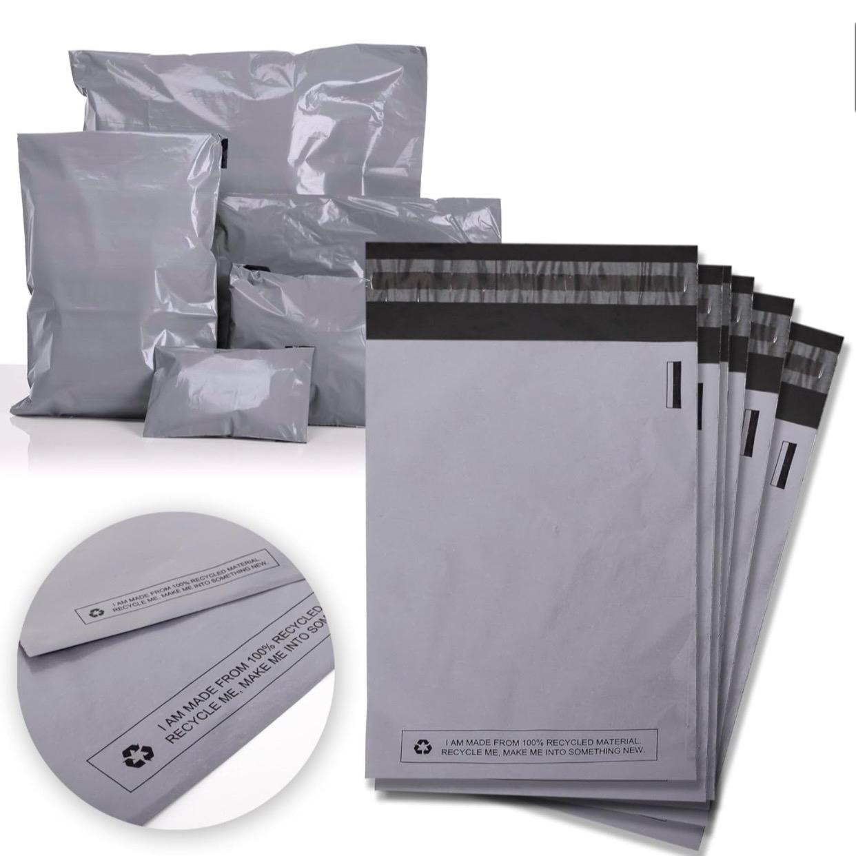 100-Pack Grey Self-Seal Mailing Bags Flyers – Assorted Sizes, Durable Shipping Envelopes for All Products"