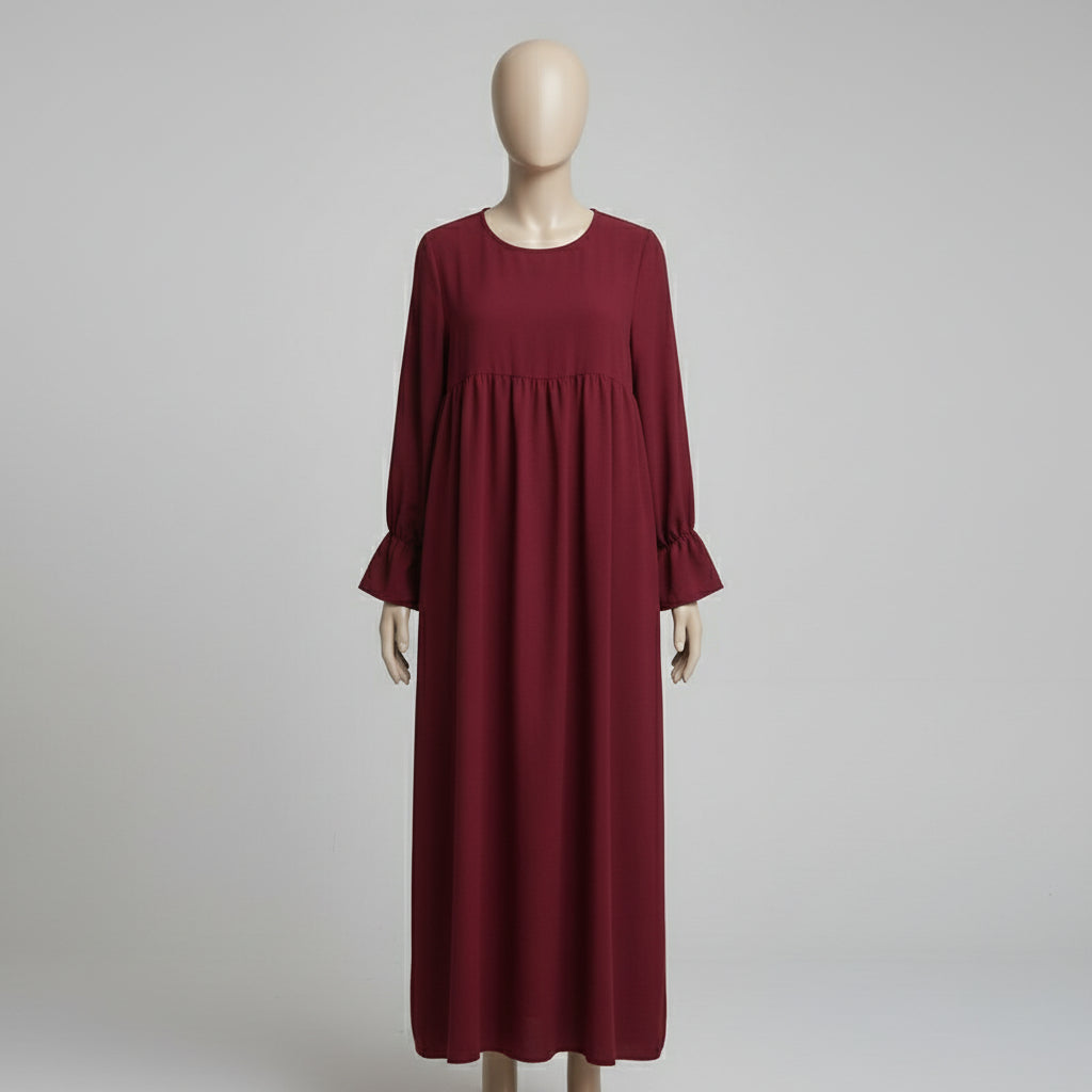 "Women's Wine Color Khimar Abaya Set – 1 or 2 Piece Islamic Traditional Dress – Long, Modest, Comfortable Outfit for Ramadan, Eid, Formal or Everyday Wear"