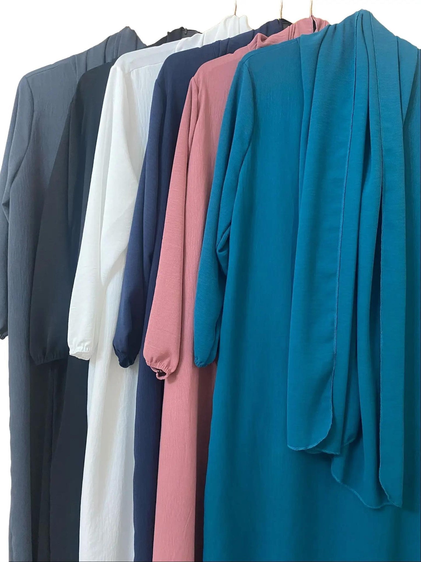 Comfortable and Stylish Elegant 100% Polyester Islamic Wear - 2-Piece Abaya Set with Elastic Sleeves and Matching Scarf, 56" Standard Size