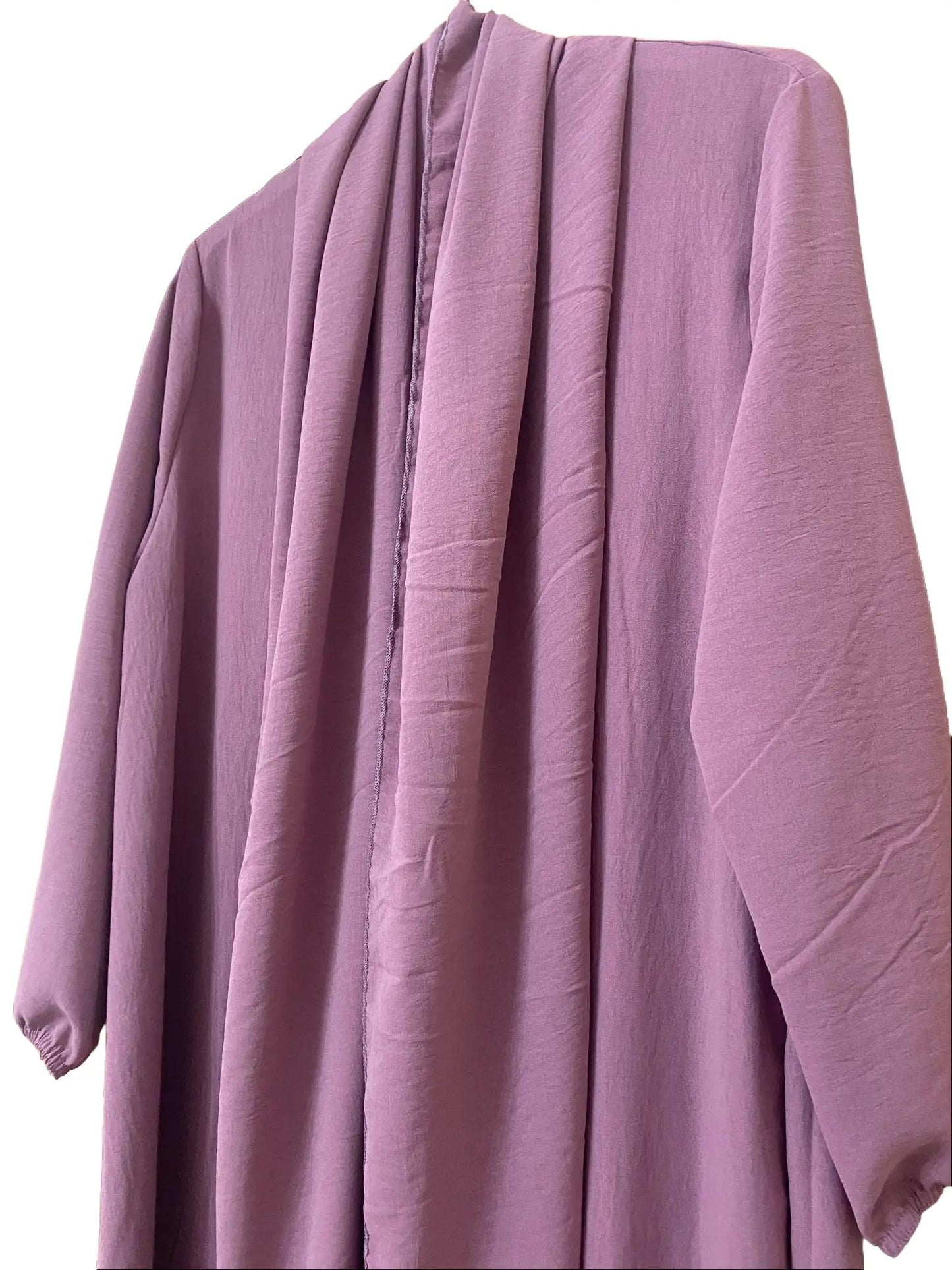 Comfortable and Stylish Elegant 100% Polyester Islamic Wear - 2-Piece Abaya Set with Elastic Sleeves and Matching Scarf, 56" Standard Size