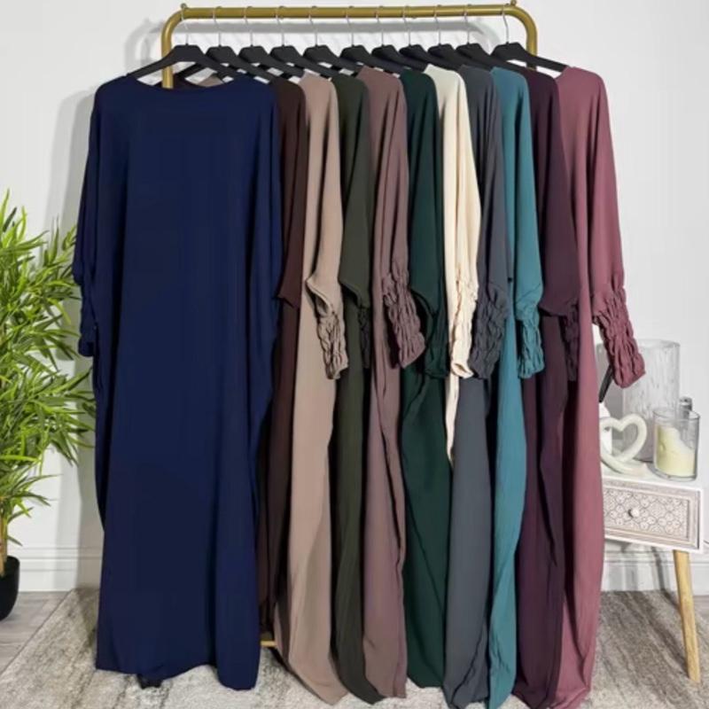 Elegant Rouched Sleeve Abaya with Pockets – Stylish & Modest Wear for Women