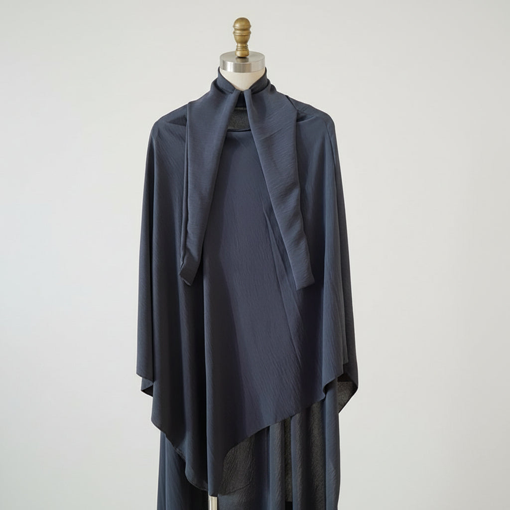 Luxurious Soft Crush Viscose Crepe Khimar Top for Women – Adjustable Tie-Back, Modest & Elegant Design