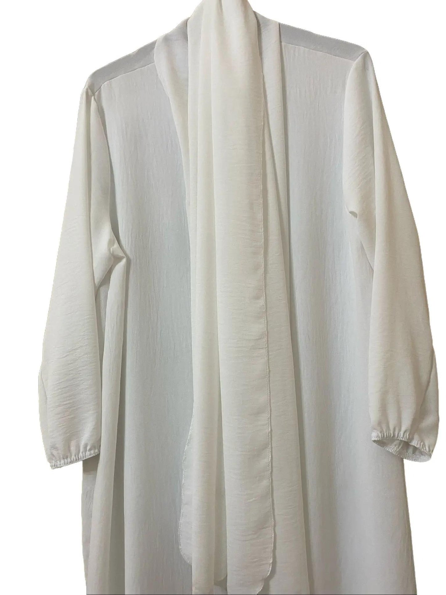 Comfortable and Stylish Elegant 100% Polyester Islamic Wear - 2-Piece Abaya Set with Elastic Sleeves and Matching Scarf, 56" Standard Size