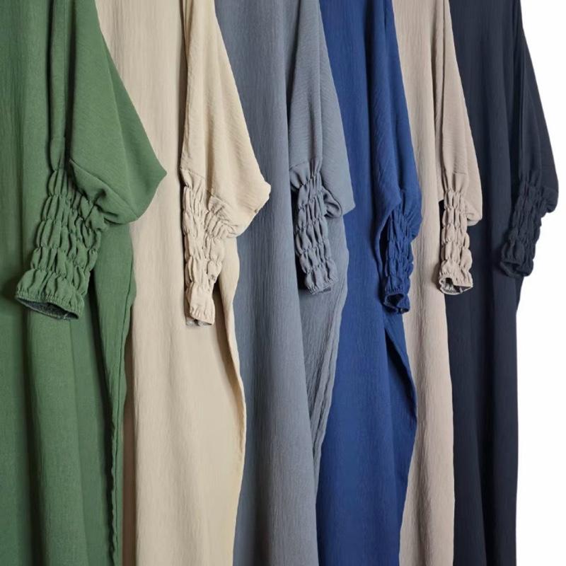 Elegant Rouched Sleeve Abaya with Pockets – Stylish & Modest Wear for Women
