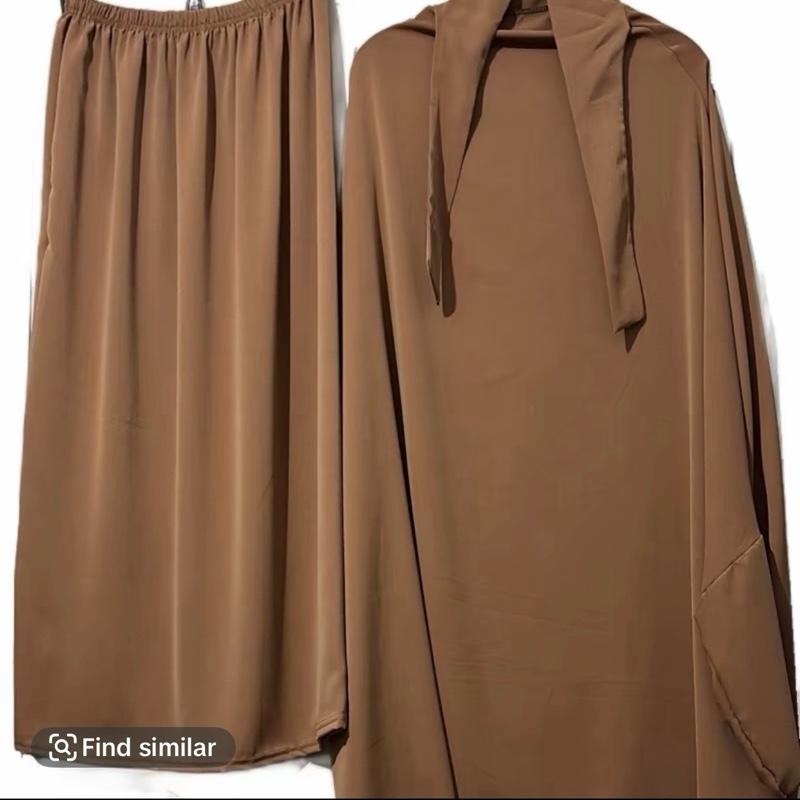 Stylish 2-Piece Jilbab Set for Women - Premium Muslim Prayer Dress, Free Size, Perfect for Everyday Wear
