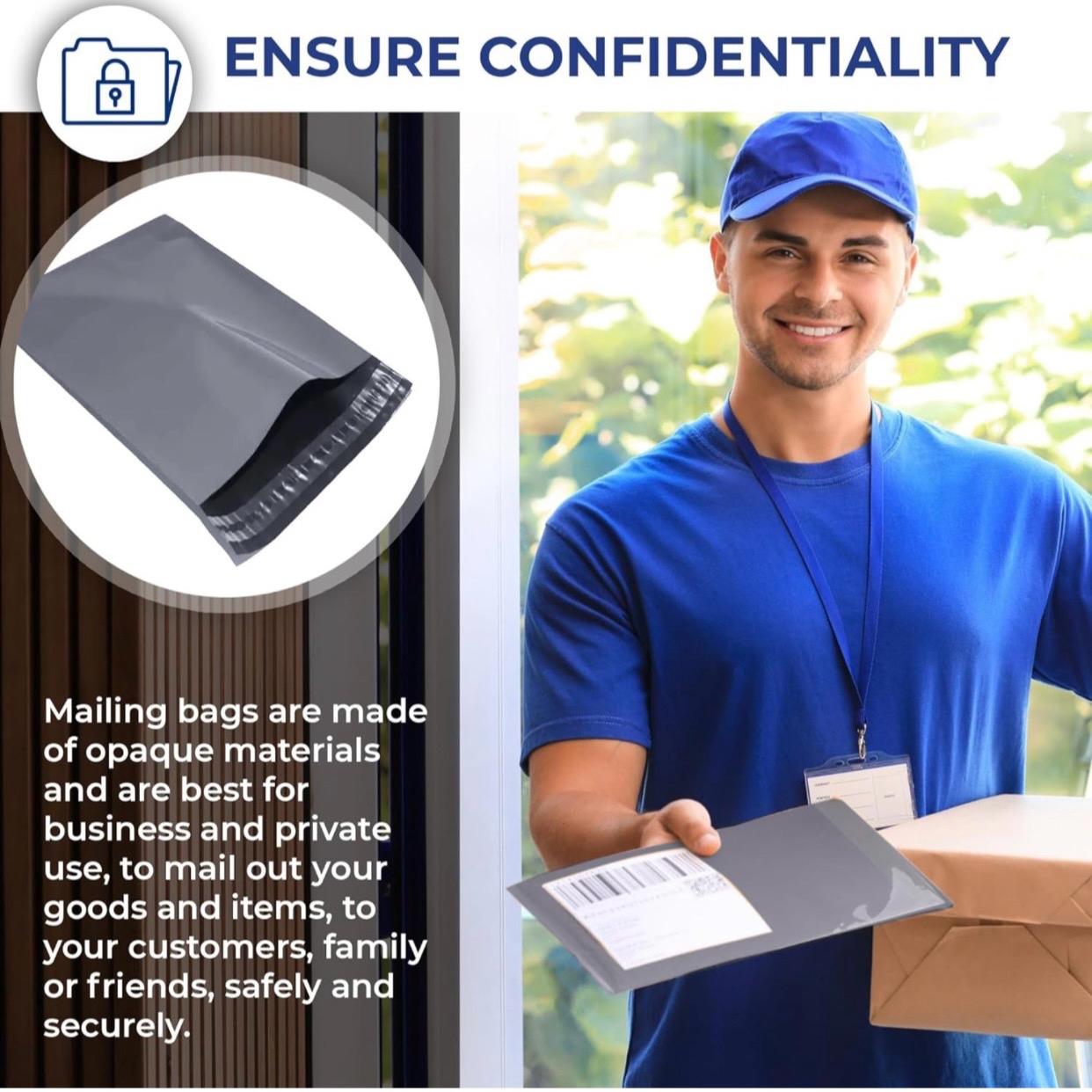 100-Pack Grey Self-Seal Mailing Bags Flyers – Assorted Sizes, Durable Shipping Envelopes for All Products"