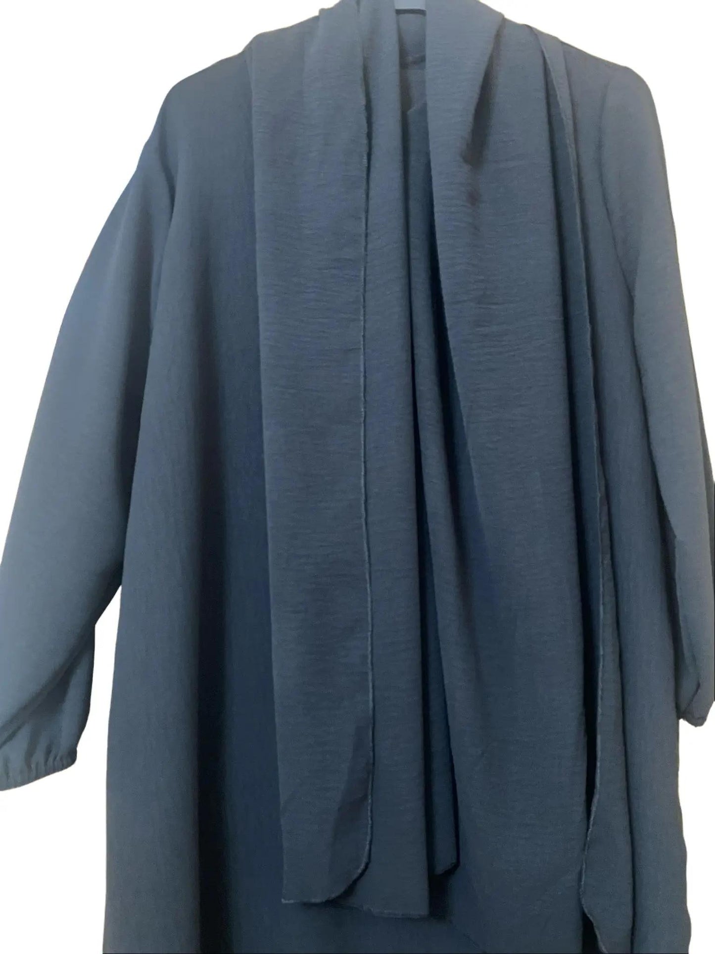 Comfortable and Stylish Elegant 100% Polyester Islamic Wear - 2-Piece Abaya Set with Elastic Sleeves and Matching Scarf, 56" Standard Size