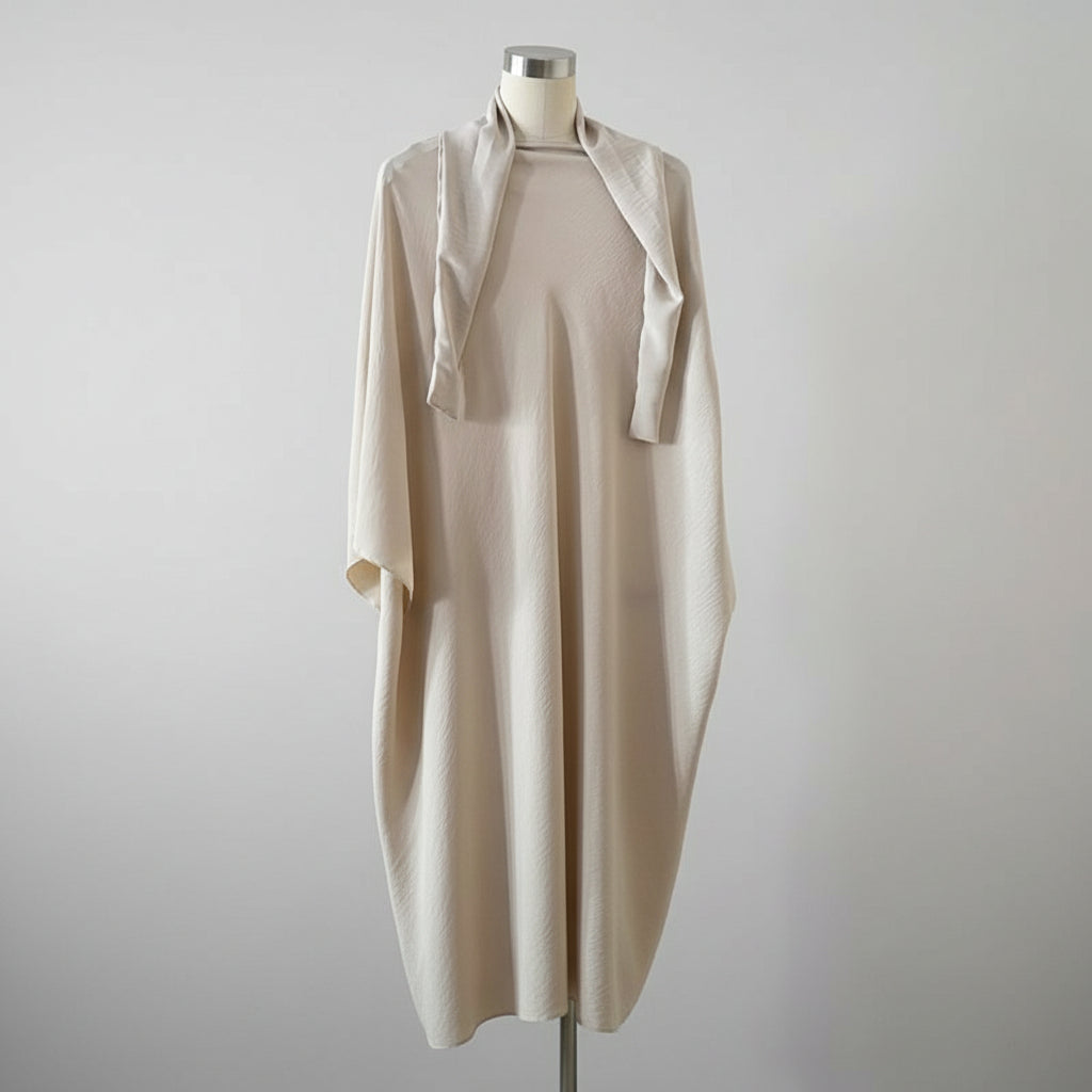 Luxurious Soft Crush Viscose Crepe Khimar Top for Women – Adjustable Tie-Back, Modest & Elegant Design