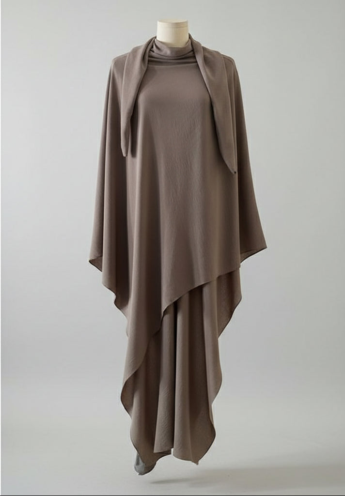 Luxurious Soft Crush Viscose Crepe Khimar Top for Women – Adjustable Tie-Back, Modest & Elegant Design