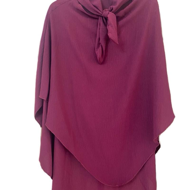 "Women's Wine Color Khimar Abaya Set – 1 or 2 Piece Islamic Traditional Dress – Long, Modest, Comfortable Outfit for Ramadan, Eid, Formal or Everyday Wear"