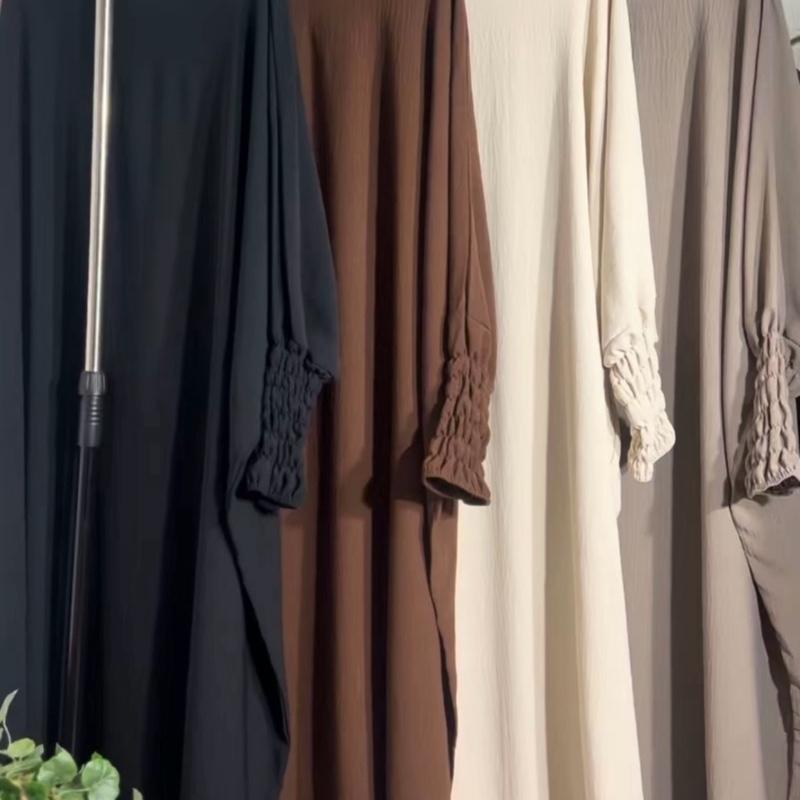 Elegant Rouched Sleeve Abaya with Pockets – Stylish & Modest Wear for Women