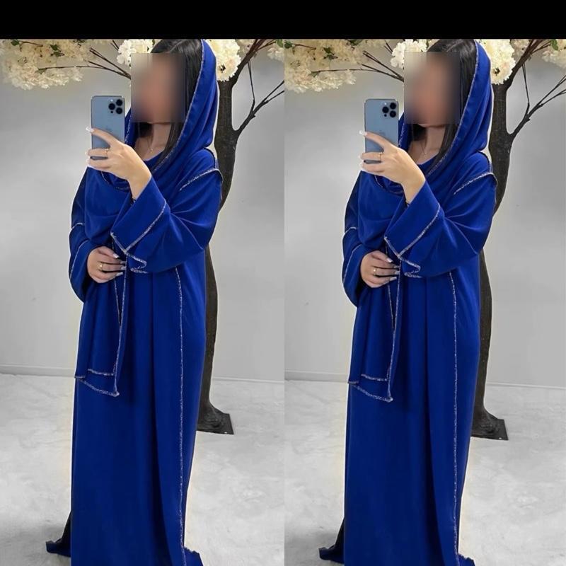 Elegant Soft Touch Gold Stitch Abaya Dress with Matching Scarf – Perfect for Modest Fashion, Ramadan & Eid Gift