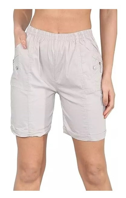 Ladies' Stretchy Capri Shorts – Comfy Summer Short Pants in Cherry Berry – Sizes 8-24 Womenswear