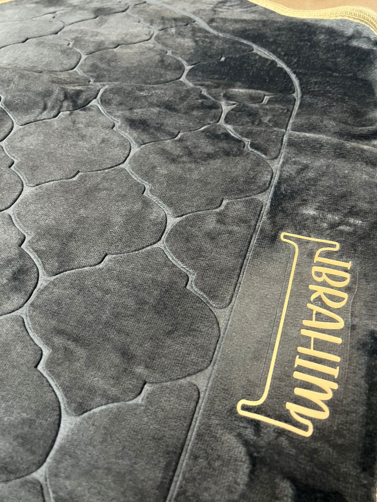 Personalised Islamic Padded Prayer Mat | Custom Name in English or Arabic | Blue & Black Options | Premium Comfort | Size 120 x 80 cm
