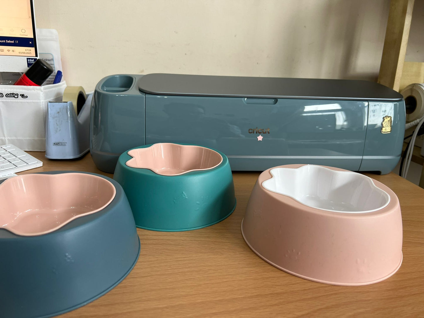 Personalised Pet Bowls Set of 3 Feeding Bowls with Name and Matching Sticker Custom Cat and Dog Bowl, Non-Slip, Food & Water Dish