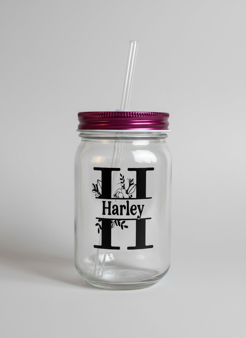 Personalised Glass Water Bottles with Straw Custom Name Elegant Design Durable, Eco-Friendly Reusable Drink Bottle for Everyday Use & Gifts