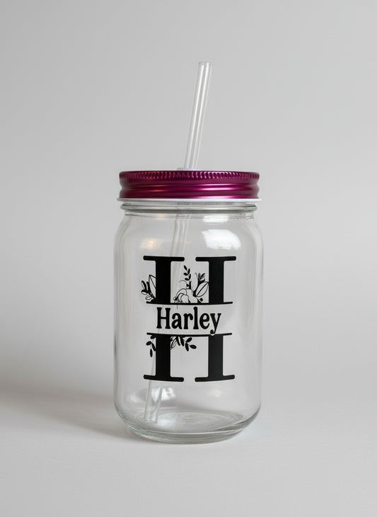 Personalised Glass Water Bottles with Straw Custom Name Elegant Design Durable, Eco-Friendly Reusable Drink Bottle for Everyday Use & Gifts