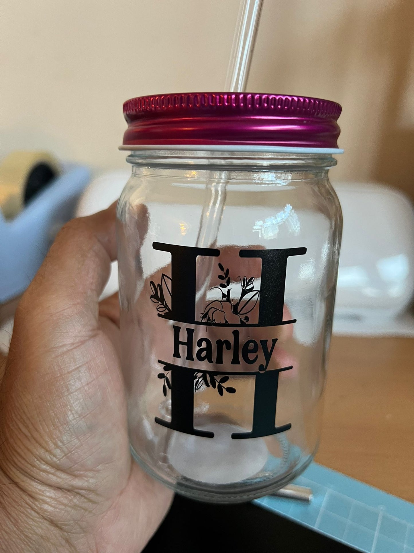 Personalised Glass Water Bottles with Straw Custom Name Elegant Design Durable, Eco-Friendly Reusable Drink Bottle for Everyday Use & Gifts