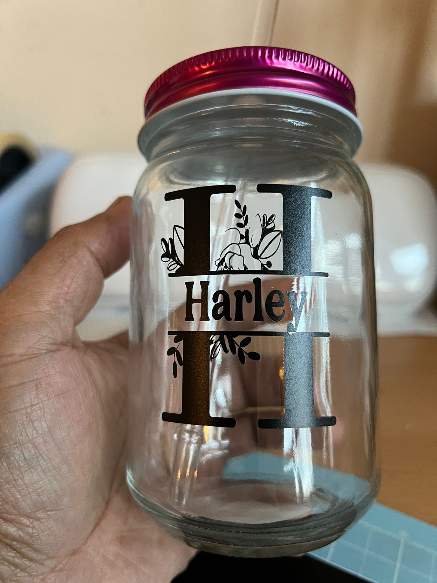 Personalised Glass Water Bottles with Straw Custom Name Elegant Design Durable, Eco-Friendly Reusable Drink Bottle for Everyday Use & Gifts