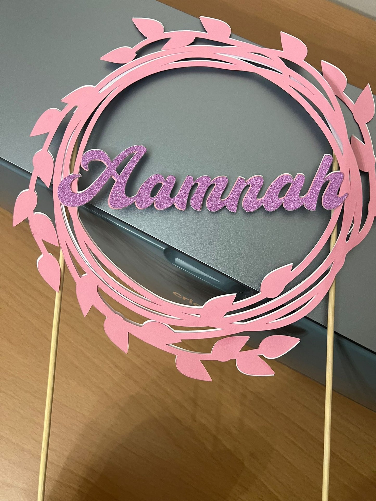 Custom Elegant Glitter Cardstock Cake Topper | Personalized with Name, Age, or Message | Unique Party Decoration