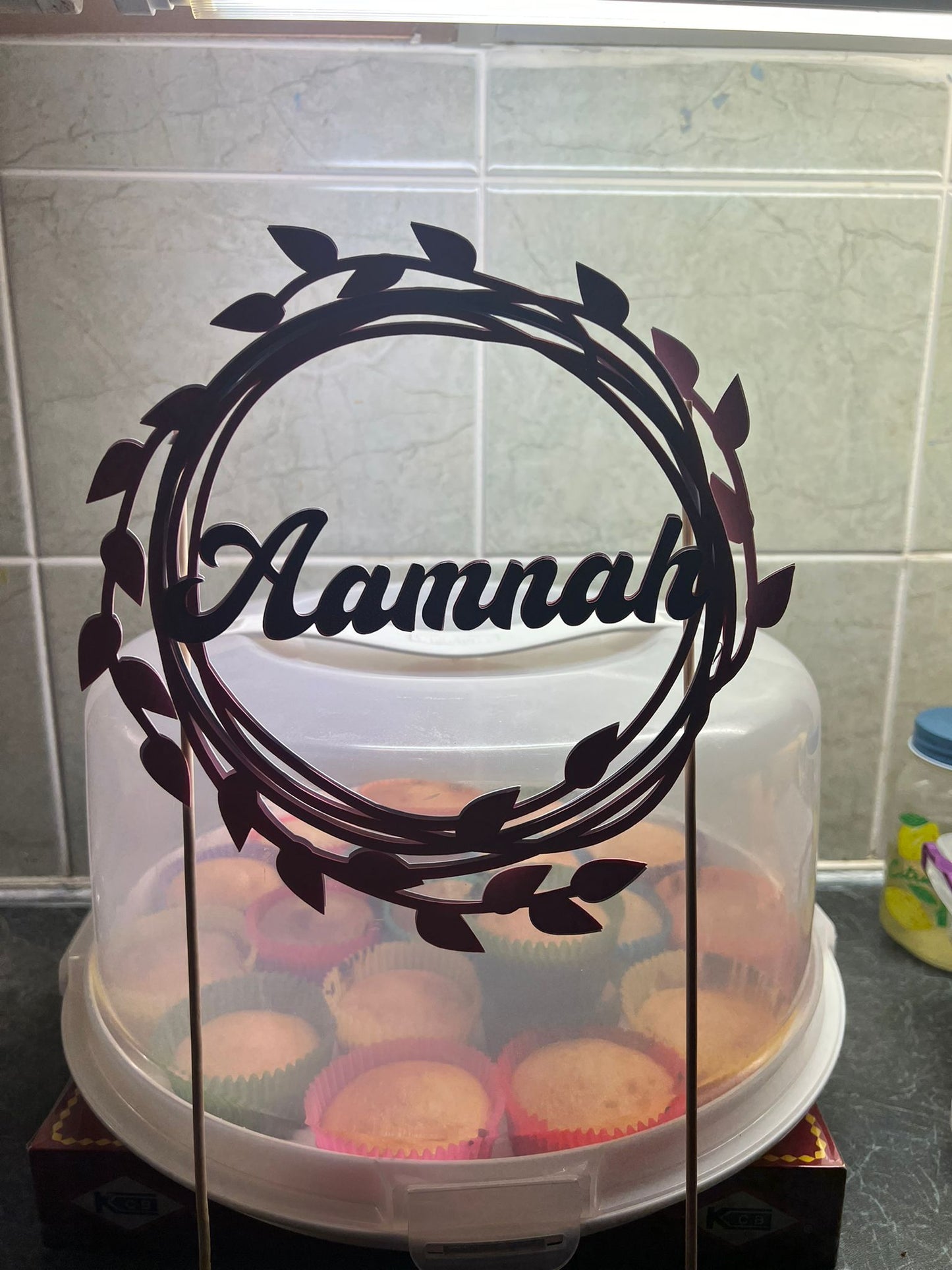 Custom Elegant Glitter Cardstock Cake Topper | Personalized with Name, Age, or Message | Unique Party Decoration