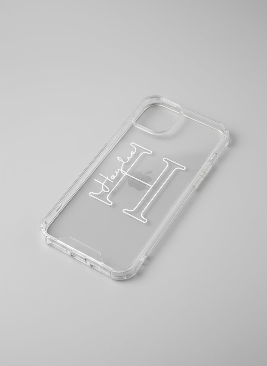 Personalised Clear iPhone Pro/Pro Max Case | Custom Name & Initial  | Transparent Protective Cover (Triple Camera Models)