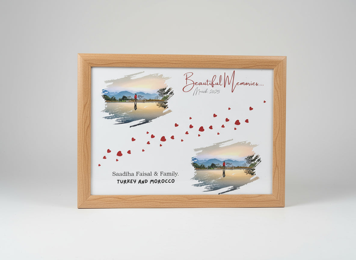 Personalized Special Memories Frame | A4 Custom Print or Quote | Elegant White or Brown Wood with Glass
