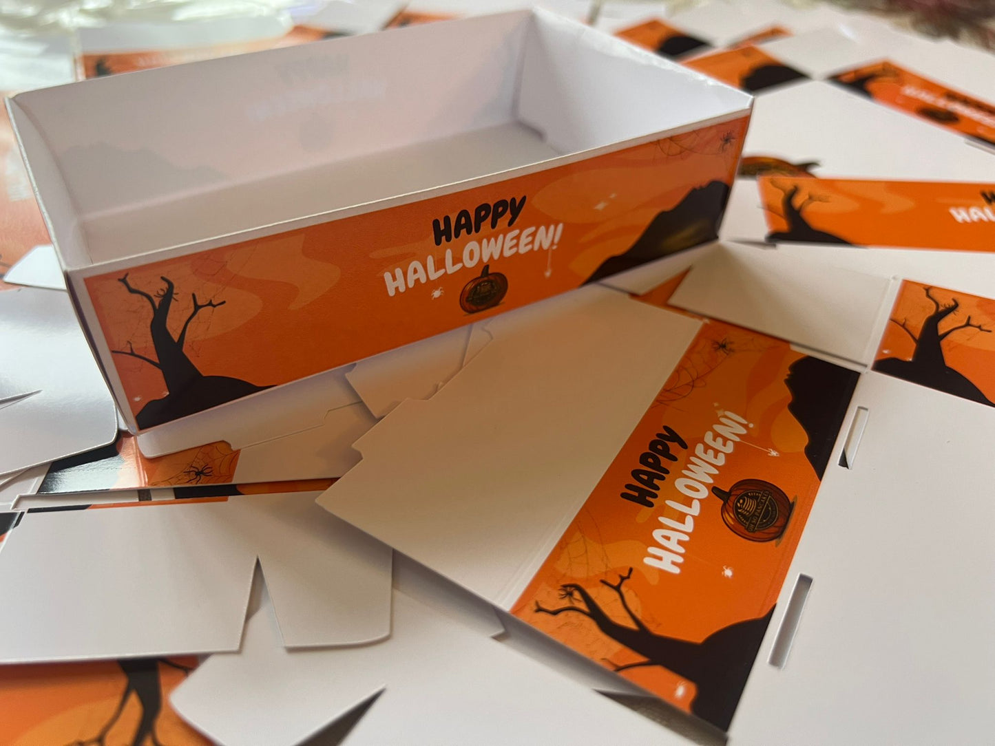Halloween Personalized Serving Trays – Custom Name Design Paper Food & Snack Trays | Spooky Party Tableware for Halloween Events (Pack of 20)