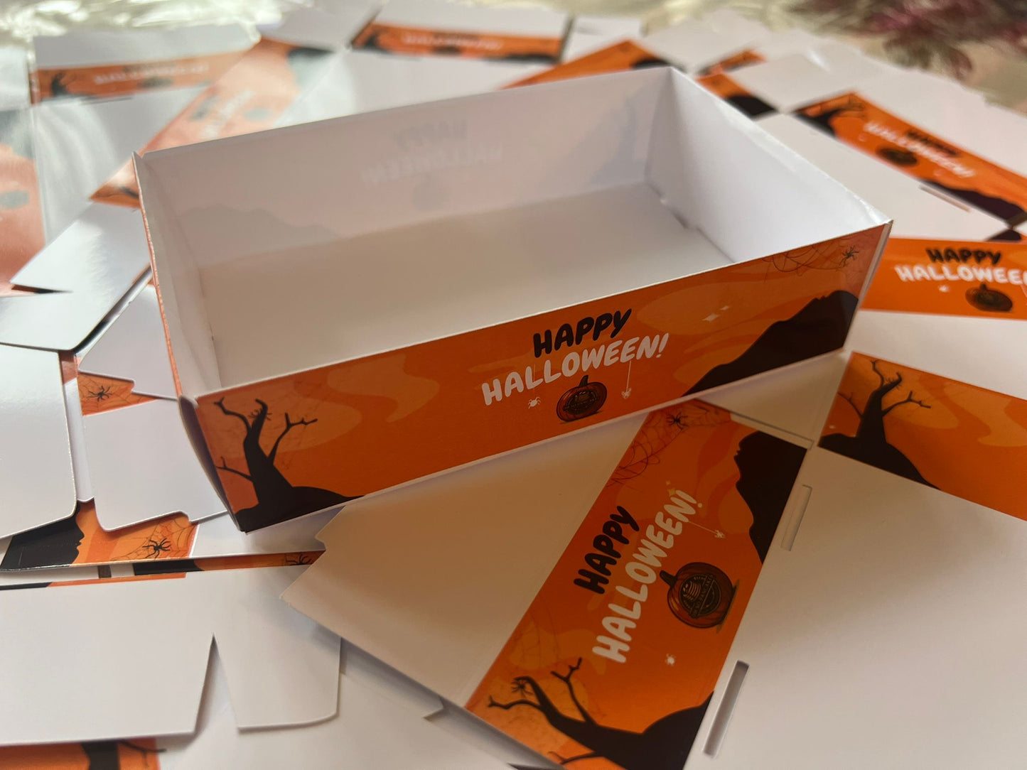 Halloween Personalized Serving Trays – Custom Name Design Paper Food & Snack Trays | Spooky Party Tableware for Halloween Events (Pack of 20)
