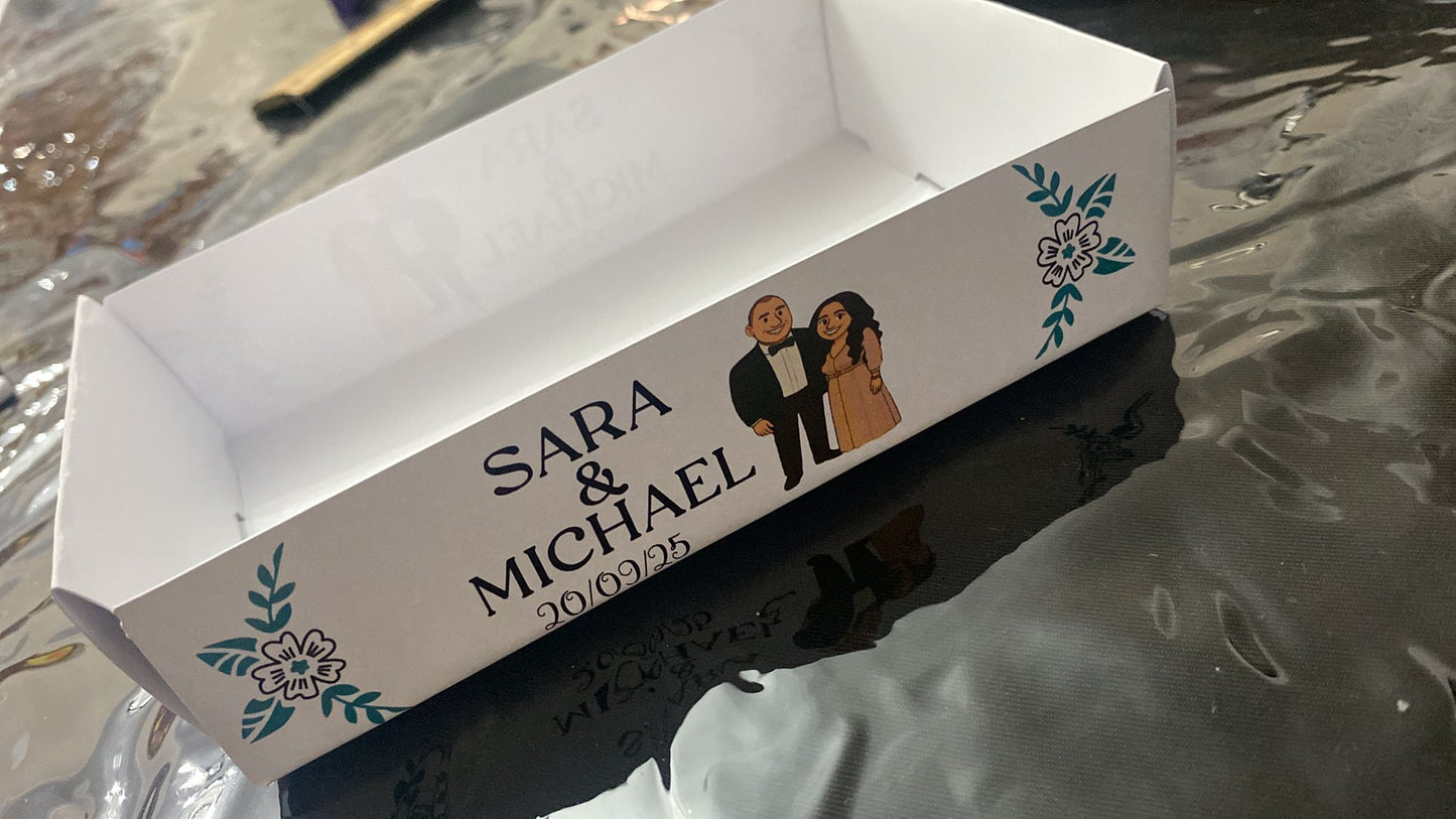 Elegant Personalized Serving Trays for Anniversary and Wedding  – Custom Name Design Paper Food & Snack Trays | Perfect for Wedding Receptions, Engagements & Bridal Events (Pack of 20)