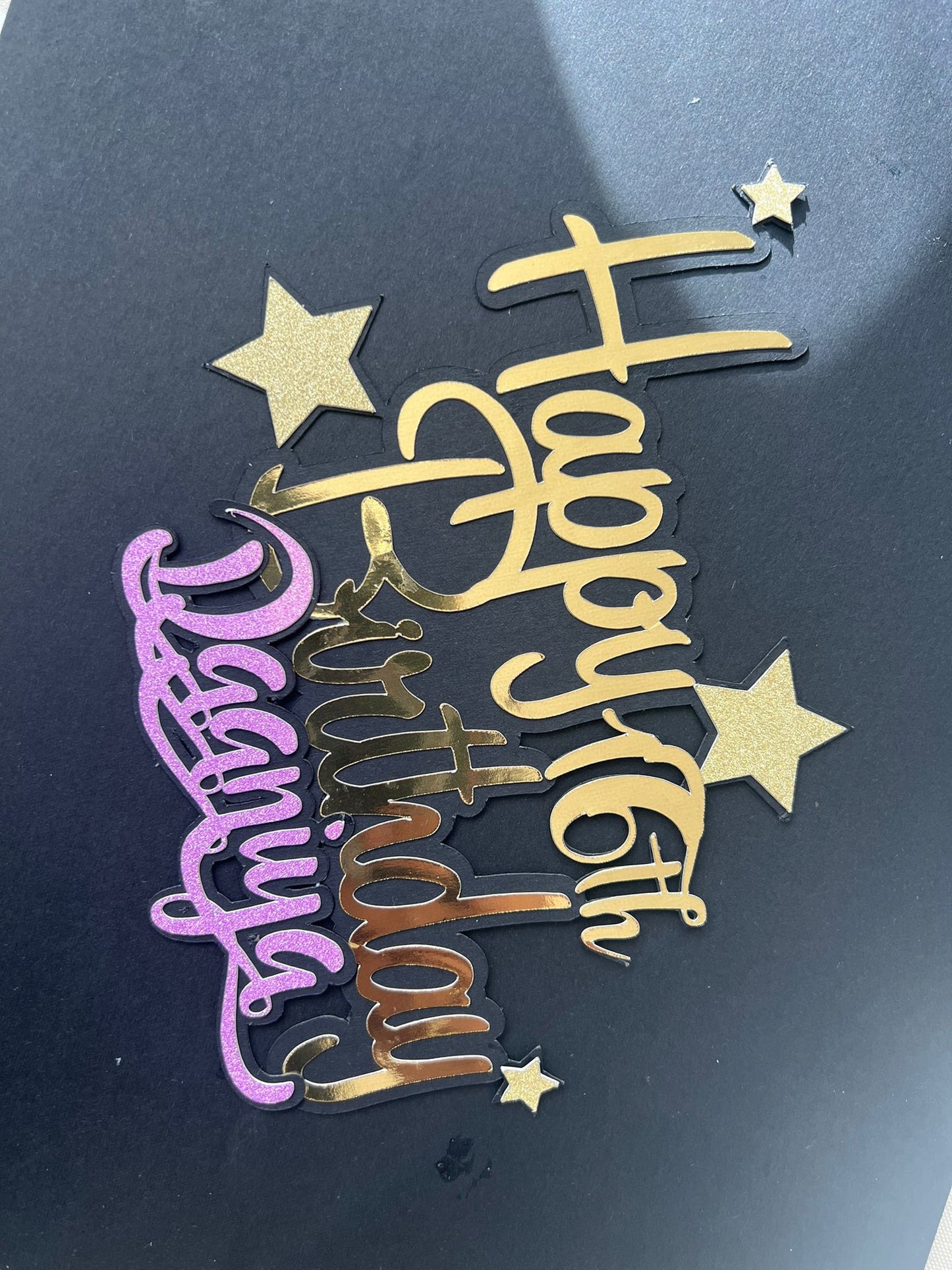 Glitter Cardstock Cake Topper | Custom Name & Age Decoration | Personalized with Wooden Stick For Birthday, Wedding and Engagement Events