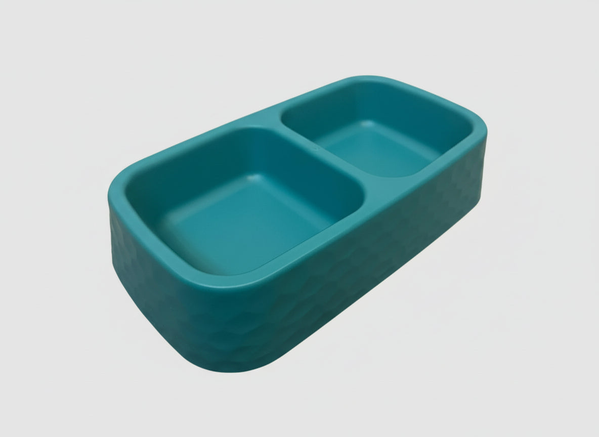Personalized Plastic Pet Feeding Bowl ( 24x13x5cm ) ( Available in 3 colors ) | Custom Name Sticker | Durable, Non-Slip Food & Water Dish