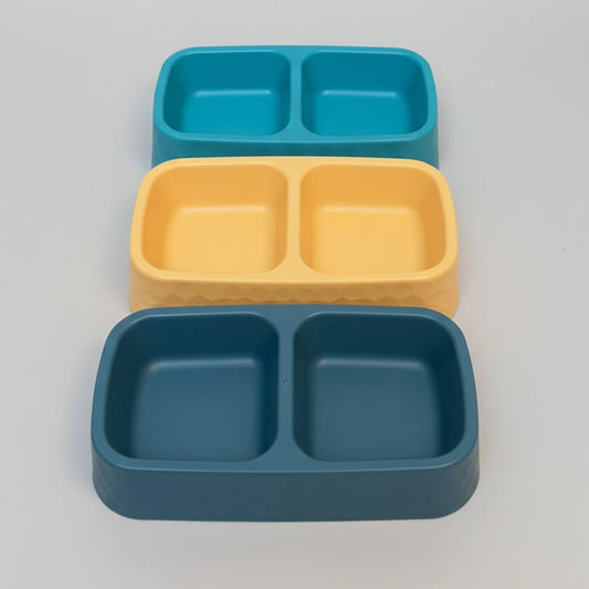 Personalized Plastic Pet Feeding Bowl ( 24x13x5cm ) ( Available in 3 colors ) | Custom Name Sticker | Durable, Non-Slip Food & Water Dish