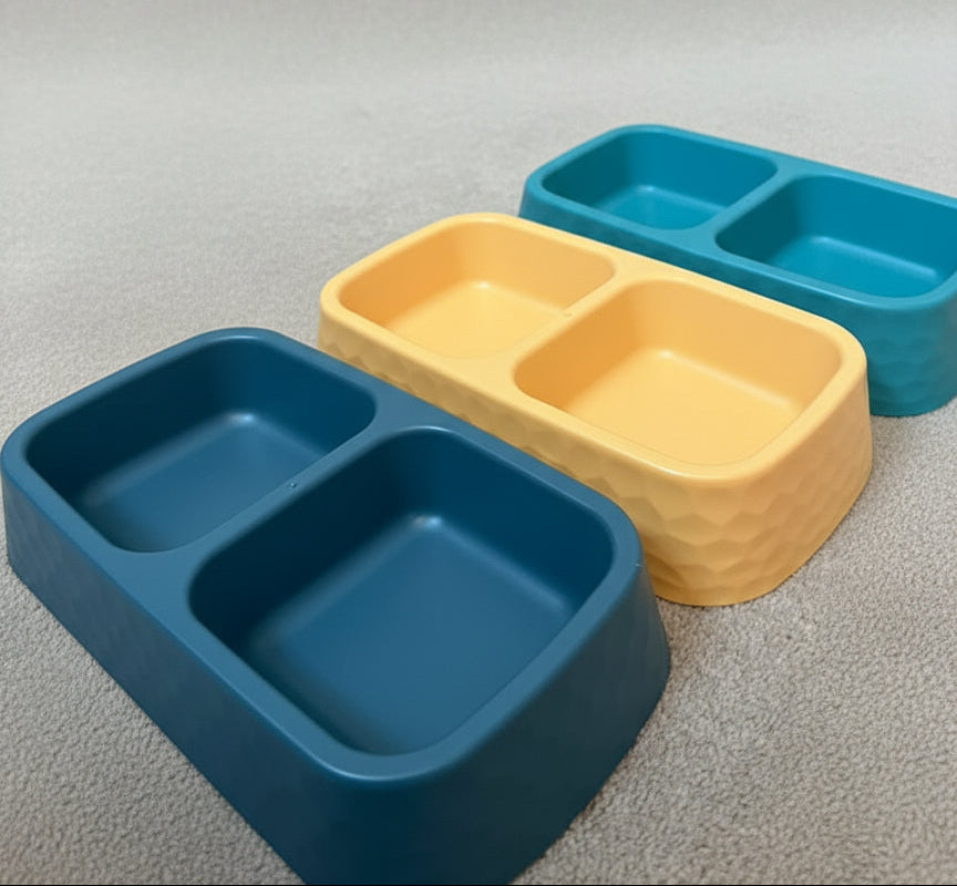 Personalized Plastic Pet Feeding Bowl ( 24x13x5cm ) ( Available in 3 colors ) | Custom Name Sticker | Durable, Non-Slip Food & Water Dish