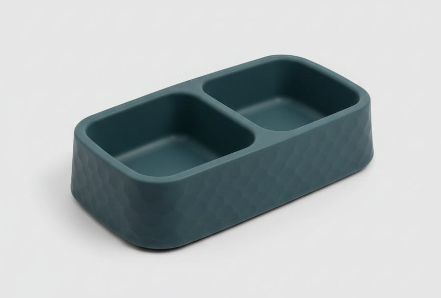 Personalized Plastic Pet Feeding Bowl ( 24x13x5cm ) ( Available in 3 colors ) | Custom Name Sticker | Durable, Non-Slip Food & Water Dish